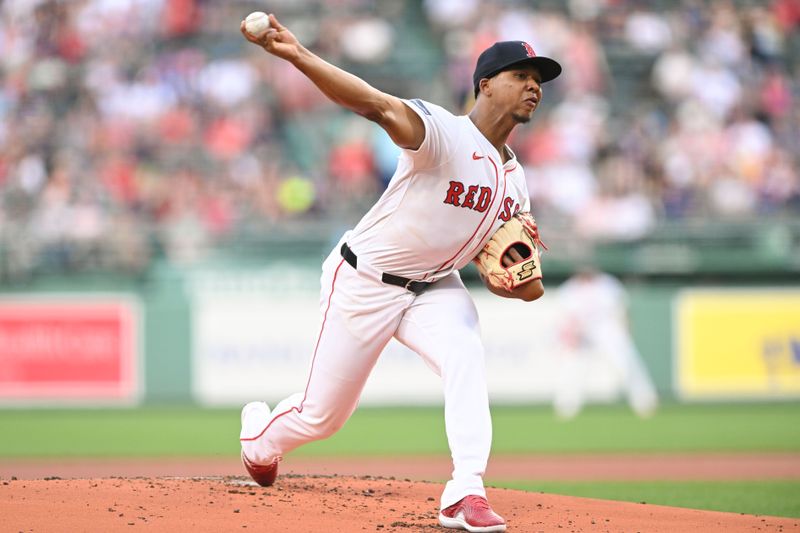 Jun 25, 2024; Boston, Massachusetts, USA; Boston Red Sox starting pitcher Brayan Bello (66) pitches against the Toronto Blue Jays during the first inning at Fenway Park. Mandatory Credit: Brian Fluharty-USA TODAY Sports