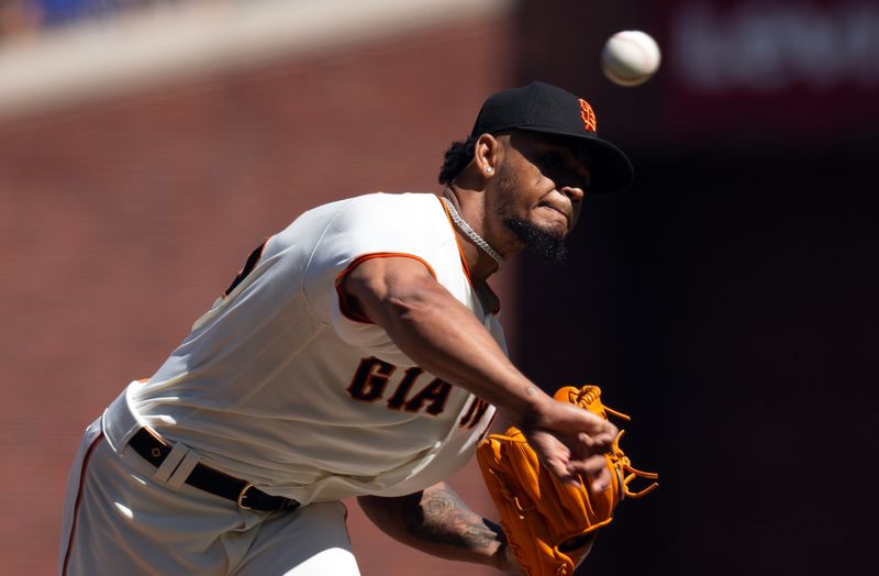 Jul 30, 2023; San Francisco, California, USA; San Francisco Giants pitcher Camilo Doval (75) delivers a pitch against the Boston Red Sox during the ninth inning at Oracle Park. Mandatory Credit: D. Ross Cameron-USA TODAY Sports