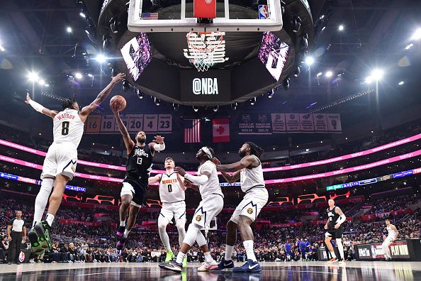 LOS ANGELES, CA - DECEMBER 6: Paul George #13 of the LA Clippers goes to the basket during the game on December 6, 2023 at Crypto.Com Arena in Los Angeles, California. NOTE TO USER: User expressly acknowledges and agrees that, by downloading and/or using this Photograph, user is consenting to the terms and conditions of the Getty Images License Agreement. Mandatory Copyright Notice: Copyright 2023 NBAE (Photo by Adam Pantozzi/NBAE via Getty Images)