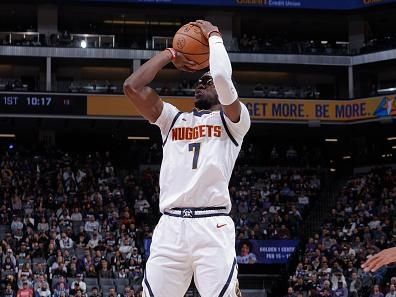 SACRAMENTO, CA - DECEMBER 2: Reggie Jackson #7 of the Denver Nuggets shoots the ball during the game against the Sacramento Kings on December 2, 2023 at Golden 1 Center in Sacramento, California. NOTE TO USER: User expressly acknowledges and agrees that, by downloading and or using this Photograph, user is consenting to the terms and conditions of the Getty Images License Agreement. Mandatory Copyright Notice: Copyright 2023 NBAE (Photo by Rocky Widner/NBAE via Getty Images)