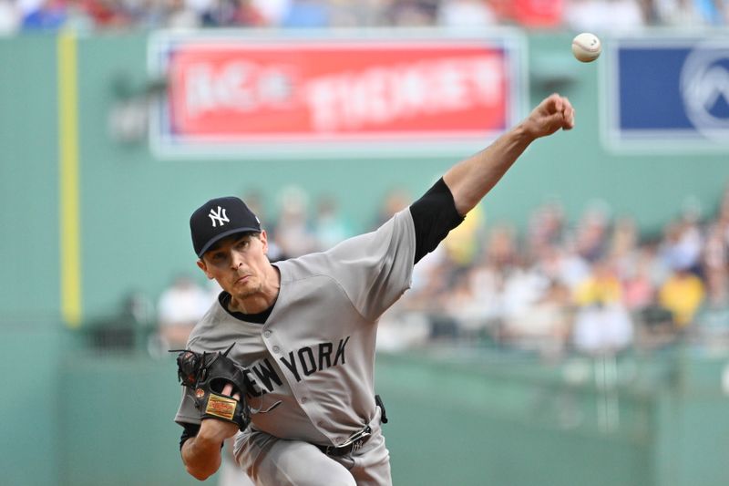 Sep 13, 2025; Boston, Massachusetts, USA; New York Yankees starting pitcher Max Fried (54) pitches against the Boston Red Sox during the first inning at Fenway Park. Mandatory Credit: Eric Canha-Imagn Images