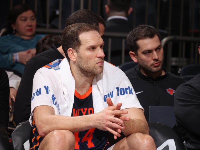 NEW YORK, NY - FEBRUARY 27:  Bojan Bogdanovic #44 of the New York Knicks looks on during the game on February 27, 2024 at Madison Square Garden in New York City, New York.  NOTE TO USER: User expressly acknowledges and agrees that, by downloading and or using this photograph, User is consenting to the terms and conditions of the Getty Images License Agreement. Mandatory Copyright Notice: Copyright 2024 NBAE  (Photo by Nathaniel S. Butler/NBAE via Getty Images)