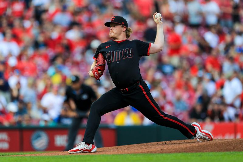 Jun 21, 2024; Cincinnati, Ohio, USA; Cincinnati Reds starting pitcher Andrew Abbott (41) pitches against the Boston Red Sox in the first inning at Great American Ball Park. Mandatory Credit: Katie Stratman-USA TODAY Sports