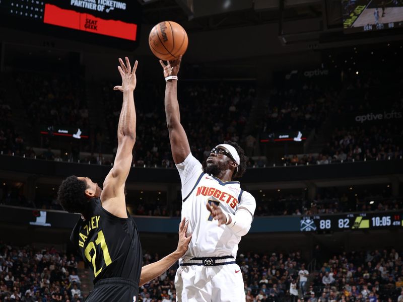 SALT LAKE CITY, UT - APRIL 9: Reggie Jackson #7 of the Denver Nuggets shoots the ball during the game against the Utah Jazz on April 9, 2024 at Delta Center in Salt Lake City, Utah. NOTE TO USER: User expressly acknowledges and agrees that, by downloading and or using this Photograph, User is consenting to the terms and conditions of the Getty Images License Agreement. Mandatory Copyright Notice: Copyright 2024 NBAE (Photo by Melissa Majchrzak/NBAE via Getty Images)