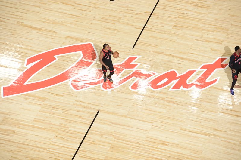 DETROIT, MI - NOVEMBER 24: Scottie Barnes #4 of the Toronto Raptors dribbles the ball during the game against the Detroit Pistons on November 24, 2024 at Little Caesars Arena in Detroit, Michigan. NOTE TO USER: User expressly acknowledges and agrees that, by downloading and/or using this photograph, User is consenting to the terms and conditions of the Getty Images License Agreement. Mandatory Copyright Notice: Copyright 2024 NBAE (Photo by Chris Schwegler/NBAE via Getty Images)
