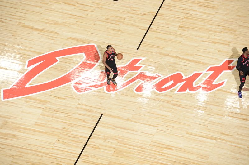 DETROIT, MI - NOVEMBER 24: Scottie Barnes #4 of the Toronto Raptors dribbles the ball during the game against the Detroit Pistons on November 24, 2024 at Little Caesars Arena in Detroit, Michigan. NOTE TO USER: User expressly acknowledges and agrees that, by downloading and/or using this photograph, User is consenting to the terms and conditions of the Getty Images License Agreement. Mandatory Copyright Notice: Copyright 2024 NBAE (Photo by Chris Schwegler/NBAE via Getty Images)