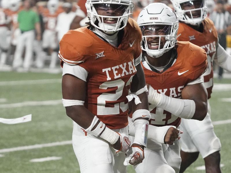 Sep 16, 2023; Austin, Texas, USA; tx Texas Longhorns defensive back Jahdae Barron (23) reacts after making a defensive stop during the second half against the Wyoming Cowboys at Darrell K Royal-Texas Memorial Stadium. Mandatory Credit: Scott Wachter-USA TODAY Sports