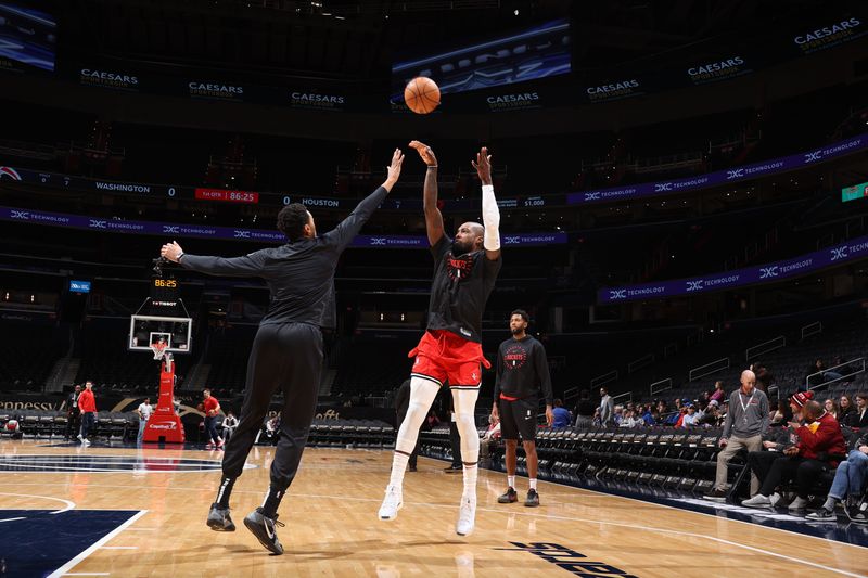 WASHINGTON, DC -? JANUARY 7:  Jeff Green #32 of the Houston Rockets warms up before the game against the Washington Wizardson January 7, 2025 at Capital One Arena in Washington, DC. NOTE TO USER: User expressly acknowledges and agrees that, by downloading and or using this Photograph, user is consenting to the terms and conditions of the Getty Images License Agreement. Mandatory Copyright Notice: Copyright 2025 NBAE (Photo by Stephen Gosling/NBAE via Getty Images)