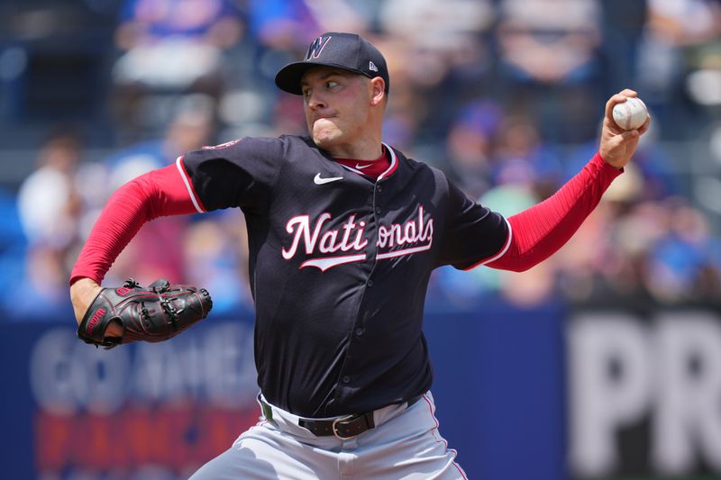 Mar 24, 2024; Port St. Lucie, Florida, USA;  Washington Nationals starting pitcher Patrick Corbin (46) pitches against the New York Mets in the first inning at Clover Park. Mandatory Credit: Jim Rassol-USA TODAY Sports