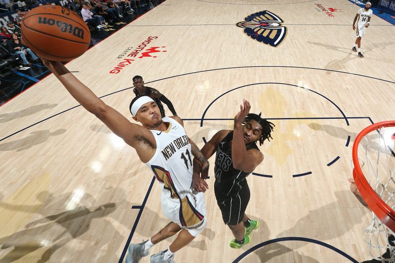 NEW ORLEANS, LA - NOVEMBER 11: Brandon Boston Jr. #11 of the New Orleans Pelicans dunks the ball during the game against the Brooklyn Nets on November 11, 2024 at the Smoothie King Center in New Orleans, Louisiana. NOTE TO USER: User expressly acknowledges and agrees that, by downloading and or using this Photograph, user is consenting to the terms and conditions of the Getty Images License Agreement. Mandatory Copyright Notice: Copyright 2024 NBAE (Photo by Layne Murdoch Jr./NBAE via Getty Images)