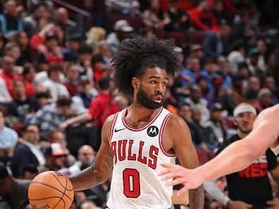 CHICAGO, IL - NOVEMBER 15: Coby White #0 of the Chicago Bulls brings the ball up court against the Orlando Magic on November 15, 2023 at United Center in Chicago, Illinois. NOTE TO USER: User expressly acknowledges and agrees that, by downloading and or using this photograph, User is consenting to the terms and conditions of the Getty Images License Agreement. Mandatory Copyright Notice: Copyright 2023 NBAE (Photo by Jeff Haynes/NBAE via Getty Images)