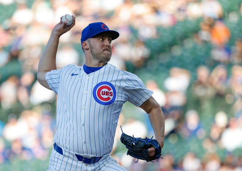 Jun 5, 2024; Chicago, Illinois, USA; Chicago Cubs starting pitcher Jameson Taillon (50) delivers a pitch against the Chicago White Sox during the first inning at Wrigley Field. Mandatory Credit: Kamil Krzaczynski-USA TODAY Sports