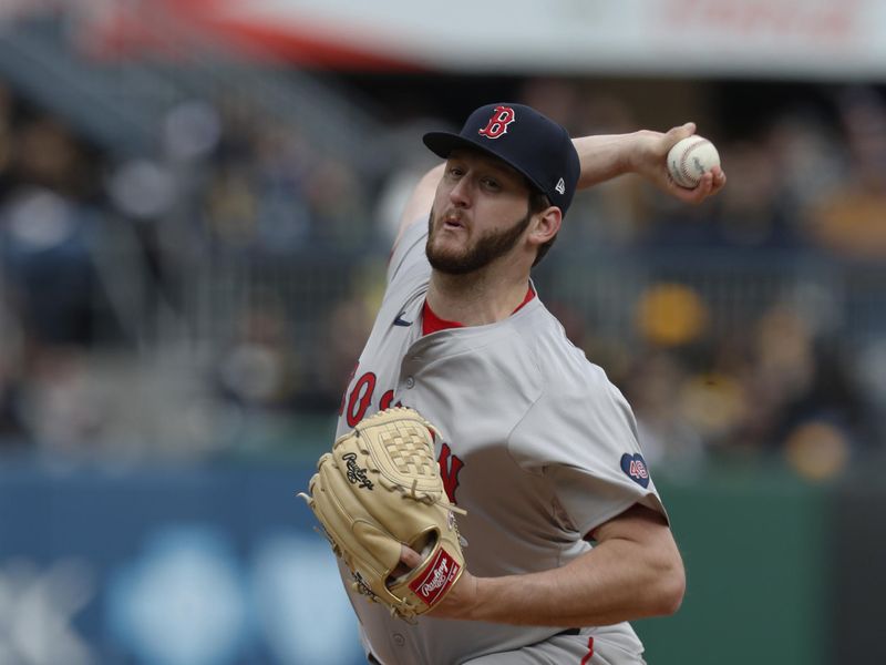 Apr 21, 2024; Pittsburgh, Pennsylvania, USA;  Boston Red Sox relief pitcher Justin Slaten (63) pitches against the Pittsburgh Pirates during the sixth inning at PNC Park. Mandatory Credit: Charles LeClaire-USA TODAY Sports