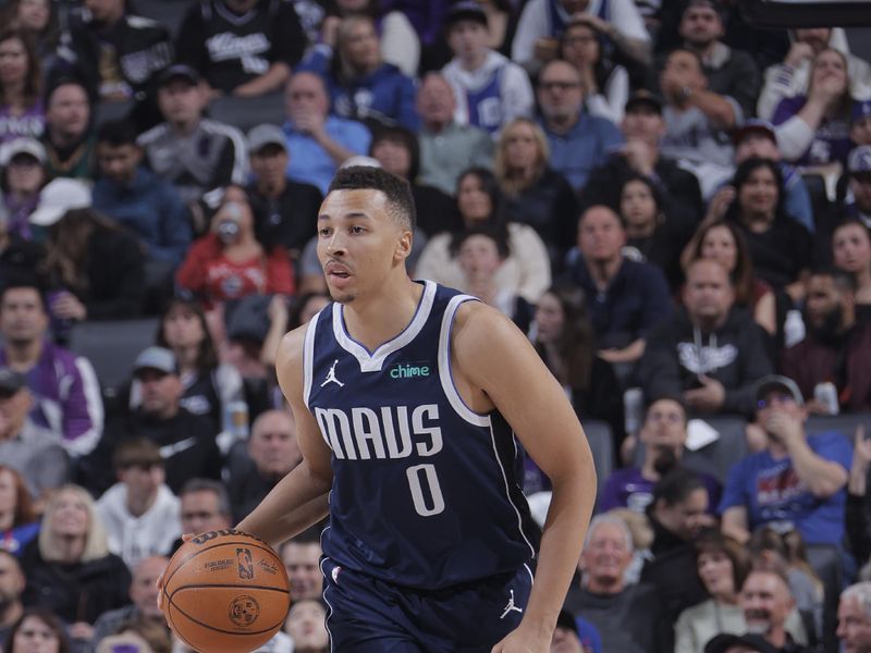 SACRAMENTO, CA - MARCH 29:  Dante Exum #0 of the Dallas Mavericks handles the ball during the game  on March 29, 2024 at Golden 1 Center in Sacramento, California. NOTE TO USER: User expressly acknowledges and agrees that, by downloading and or using this Photograph, user is consenting to the terms and conditions of the Getty Images License Agreement. Mandatory Copyright Notice: Copyright 2024 NBAE (Photo by Rocky Widner/NBAE via Getty Images)