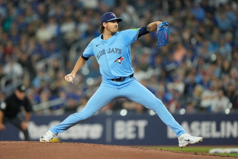 Apr 28, 2024; Toronto, Ontario, CAN; Toronto Blue Jays left fielder Davis Schneider (36) pitches to the Los Angeles Dodgers during the second inning at Rogers Centre. Mandatory Credit: John E. Sokolowski-USA TODAY Sports