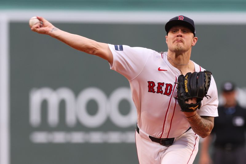 Jun 24, 2024; Boston, Massachusetts, USA; Boston Red Sox starting pitcher Tanner Houck (89) throws a pitch during the first inning against the Toronto Blue Jays at Fenway Park. Mandatory Credit: Paul Rutherford-USA TODAY Sports