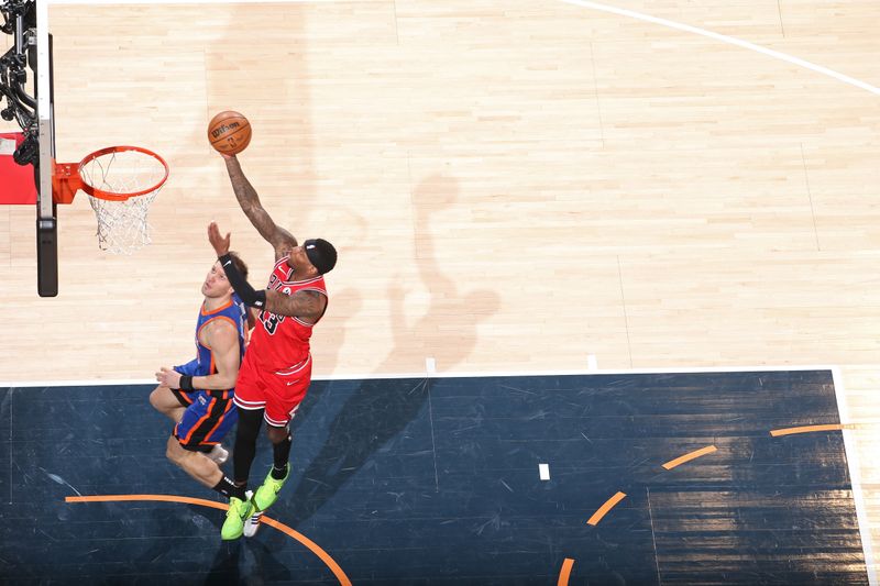 NEW YORK, NY - APRIL 14:  Torrey Craig #13 of Chicago Bulls shoots the ball during the game against the New York Knicks on April 14, 2024 at Madison Square Garden in New York City, New York.  NOTE TO USER: User expressly acknowledges and agrees that, by downloading and or using this photograph, User is consenting to the terms and conditions of the Getty Images License Agreement. Mandatory Copyright Notice: Copyright 2024 NBAE  (Photo by Nathaniel S. Butler/NBAE via Getty Images)