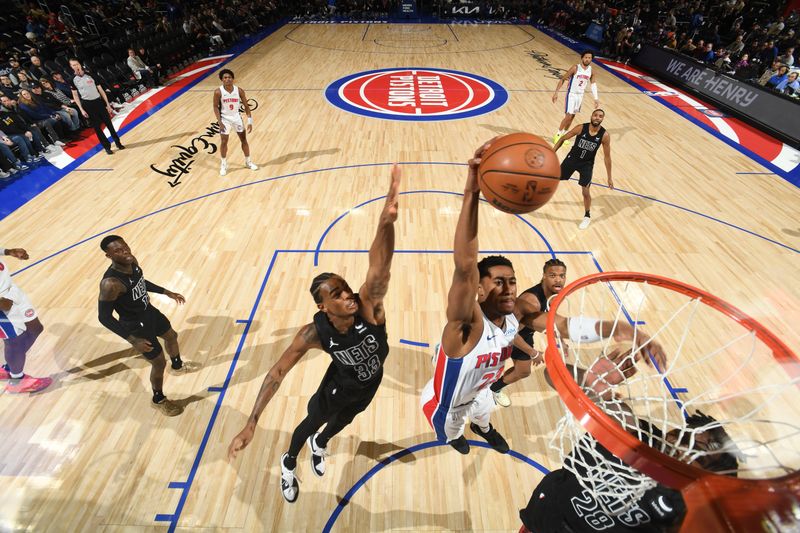 DETROIT, MI - MARCH 7: Jaden Ivey #23 of the Detroit Pistons dunks the ball during the game against the Brooklyn Nets on March 7, 2024 at Little Caesars Arena in Detroit, Michigan. NOTE TO USER: User expressly acknowledges and agrees that, by downloading and/or using this photograph, User is consenting to the terms and conditions of the Getty Images License Agreement. Mandatory Copyright Notice: Copyright 2024 NBAE (Photo by Chris Schwegler/NBAE via Getty Images)