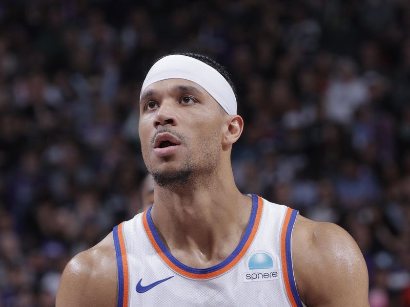 SACRAMENTO, CA - MARCH 16: Josh Hart #3 of the New York Knicks shoots a free throw during the game against the Sacramento Kings on March 16, 2024 at Golden 1 Center in Sacramento, California. NOTE TO USER: User expressly acknowledges and agrees that, by downloading and or using this Photograph, user is consenting to the terms and conditions of the Getty Images License Agreement. Mandatory Copyright Notice: Copyright 2024 NBAE (Photo by Rocky Widner/NBAE via Getty Images)