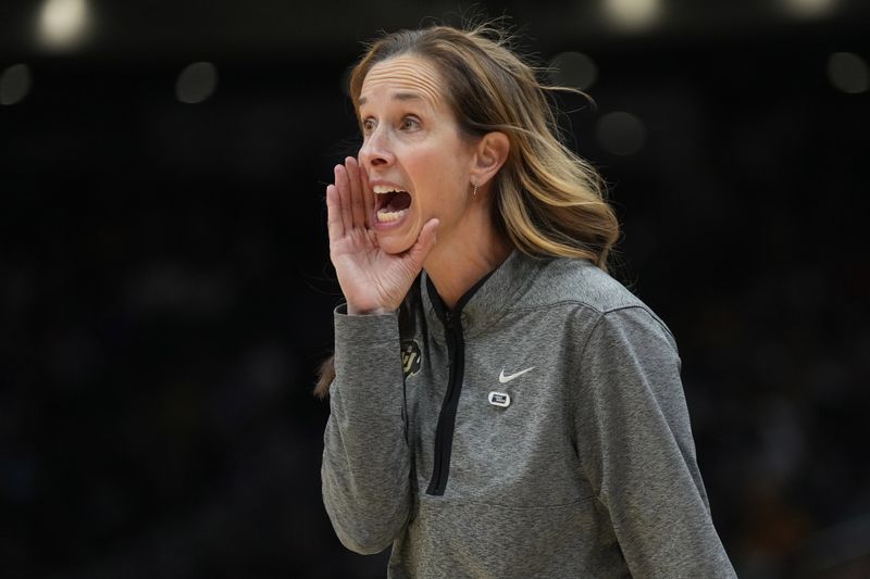 Mar 24, 2023; Seattle, WA, USA; Colorado Buffaloes coach JR Payne reacts against the Iowa Hawkeyes in the second half at Climate Pledge Arena. Mandatory Credit: Kirby Lee-USA TODAY Sports