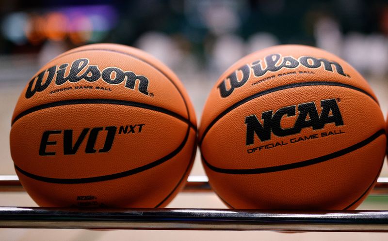 Jan 7, 2023; Fort Collins, Colorado, USA; NCCA game balls before the game between the Colorado State Rams and the Fresno State Bulldogs at Moby Arena. Mandatory Credit: Isaiah J. Downing-USA TODAY Sports