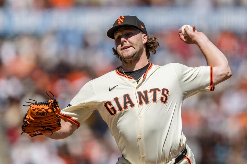 Apr 28, 2024; San Francisco, California, USA;  San Francisco Giants  relief pitcher Erik Miller (68) throws against the Pittsburgh Pirates during the seventh inning at Oracle Park. Mandatory Credit: John Hefti-USA TODAY Sports