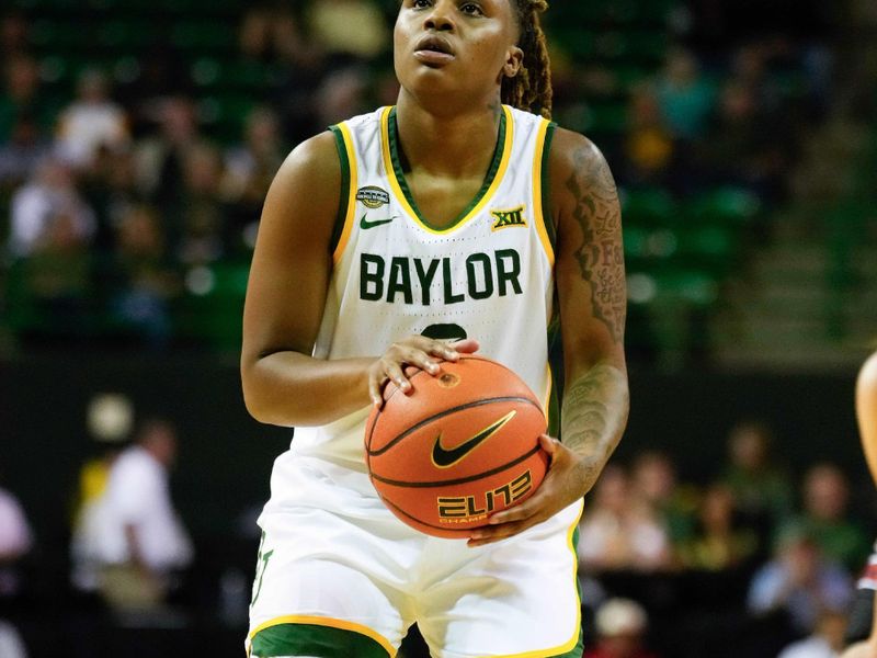 Nov 14, 2023; Waco, Texas, USA; Baylor Lady Bears guard Yaya Felder (2) makes a free throw against the Utah Utes during the first half at Ferrell Center. Mandatory Credit: Chris Jones-USA TODAY Sports