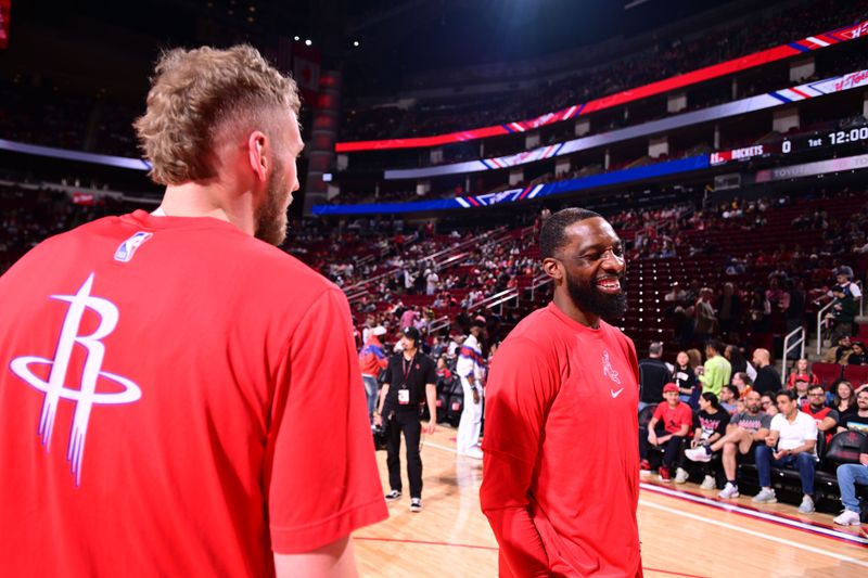 HOUSTON, TX - MARCH 23:  Jeff Green #32 of the Houston Rockets smiles before the game against the Utah Jazz on March 23, 2024 at the Toyota Center in Houston, Texas. NOTE TO USER: User expressly acknowledges and agrees that, by downloading and or using this photograph, User is consenting to the terms and conditions of the Getty Images License Agreement. Mandatory Copyright Notice: Copyright 2024 NBAE (Photo by Logan Riely/NBAE via Getty Images)