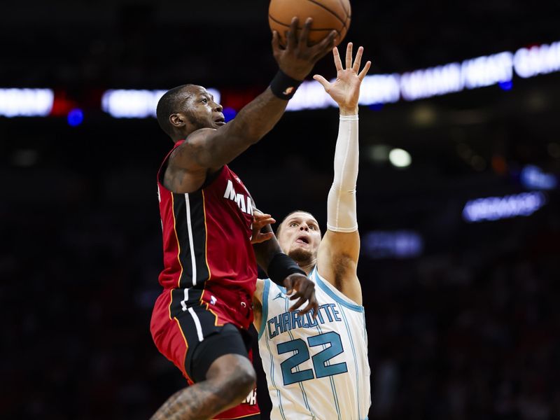 MIAMI, FLORIDA - MARCH 10: Terry Rozier #2 of the Miami Heat shoots the ball during the second quarter against the Charlotte Hornets at Kaseya Center on March 10, 2025 in Miami, Florida. NOTE TO USER: User expressly acknowledges and agrees that, by downloading and or using this photograph, User is consenting to the terms and conditions of the Getty Images License Agreement. (Photo by Brennan Asplen/Getty Images)