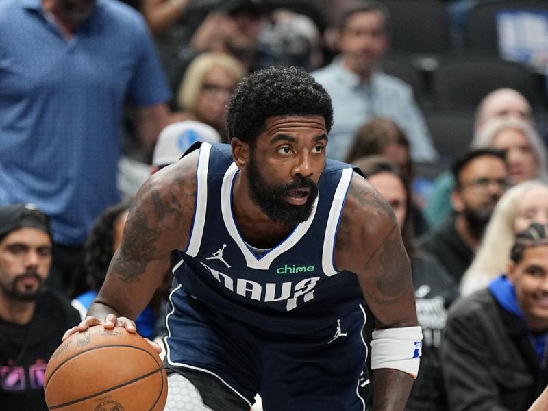 DALLAS, TX - NOVEMBER 8: Kyrie Irving #11 of the Dallas Mavericks looks to pass the ball during the game Phoenix Suns on November 6, 2024 at the American Airlines Center in Dallas, Texas. NOTE TO USER: User expressly acknowledges and agrees that, by downloading and or using this photograph, User is consenting to the terms and conditions of the Getty Images License Agreement. Mandatory Copyright Notice: Copyright 2024 NBAE (Photo by Glenn James/NBAE via Getty Images)