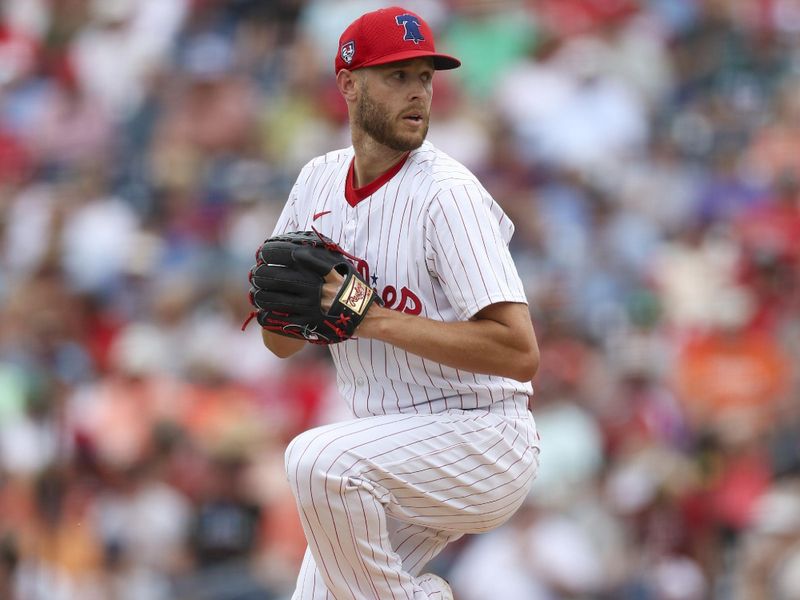 Mar 5, 2024; Clearwater, Florida, USA;  Philadelphia Phillies starting pitcher Zack Wheeler (45) throws a pitch against the Baltimore Orioles in the first inning at BayCare Ballpark. Mandatory Credit: Nathan Ray Seebeck-USA TODAY Sports