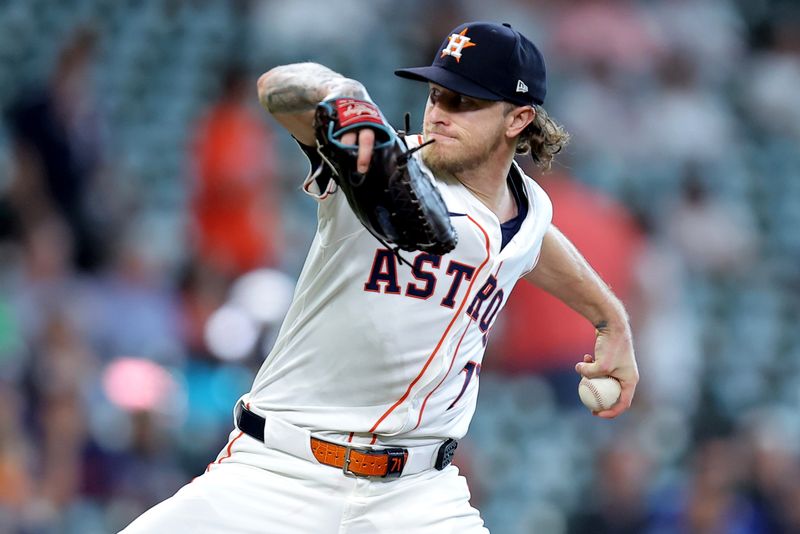 May 28, 2025; Houston, Texas, USA; Houston Astros relief pitcher Josh Hader (71) delivers a pitch against the Athletics during the ninth inning at Daikin Park. Mandatory Credit: Erik Williams-Imagn Images