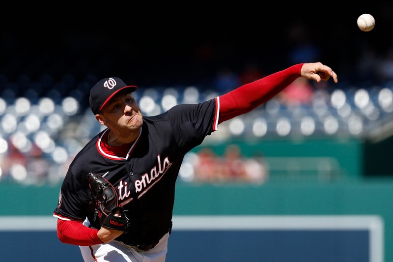 Jun 19, 2024; Washington, District of Columbia, USA; Washington Nationals starting pitcher Patrick Corbin (46) pitches against the Arizona Diamondbacks during the first inning at Nationals Park. Mandatory Credit: Geoff Burke-USA TODAY Sports