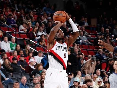 PORTLAND, OR - NOVEMBER 5: Jerami Grant #9 of the Portland Trail Blazers shoots a three point basket during the game against the Memphis Grizzlies on November 5, 2023 at the Moda Center Arena in Portland, Oregon. NOTE TO USER: User expressly acknowledges and agrees that, by downloading and or using this photograph, user is consenting to the terms and conditions of the Getty Images License Agreement. Mandatory Copyright Notice: Copyright 2023 NBAE (Photo by Cameron Browne/NBAE via Getty Images)