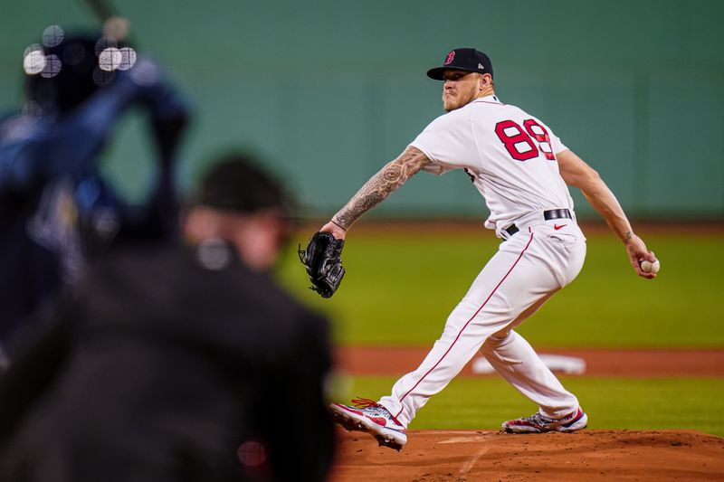 Sep 26, 2023; Boston, Massachusetts, USA; Boston Red Sox starting pitcher Tanner Houck (89) throws a pitch against the Tampa Bay Rays in the first inning at Fenway Park. Mandatory Credit: David Butler II-USA TODAY Sports