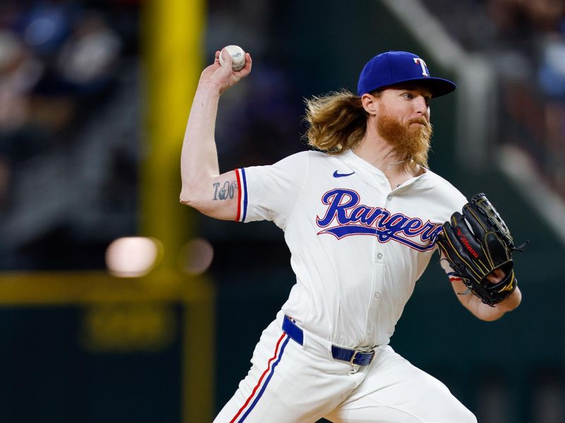 Jul 23, 2024; Arlington, Texas, USA; Texas Rangers pitcher Jon Gray (22) throws in the sixth inning against the Chicago White Sox at Globe Life Field. Mandatory Credit: Andrew Dieb-USA TODAY Sports