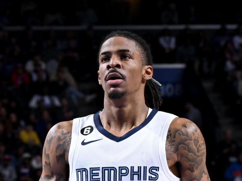 PHILADELPHIA, PA - FEBRUARY 23: Ja Morant #12 of the Memphis Grizzlies prepares to shoot a free throw during the game against the Philadelphia 76ers on February 23, 2023 at the Wells Fargo Center in Philadelphia, Pennsylvania NOTE TO USER: User expressly acknowledges and agrees that, by downloading and/or using this Photograph, user is consenting to the terms and conditions of the Getty Images License Agreement. Mandatory Copyright Notice: Copyright 2023 NBAE (Photo by David Dow/NBAE via Getty Images)