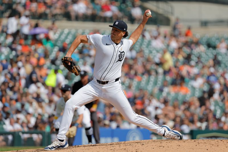 Sep 1, 2024; Detroit, Michigan, USA;  Detroit Tigers pitcher Brant Hurter (48) pitches in the fifth inning against the Boston Red Sox at Comerica Park. Mandatory Credit: Rick Osentoski-USA TODAY Sports