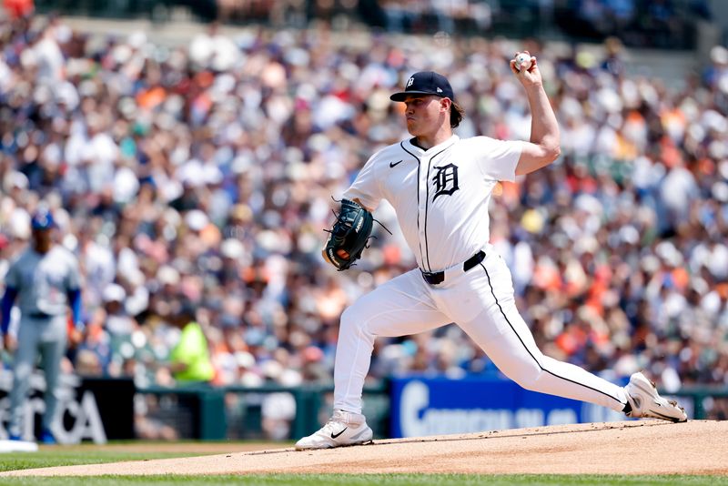 Jun 7, 2025; Detroit, Michigan, USA;  Detroit Tigers pitcher Tyler Holton (87) pitches in the first inning against the Chicago Cubs at Comerica Park. Mandatory Credit: Rick Osentoski-Imagn Images