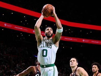 BOSTON, MA - DECEMBER 28: Jayson Tatum #0 of the Boston Celtics drives to the basket during the game against the Detroit Pistons on December 28, 2023 at the TD Garden in Boston, Massachusetts. NOTE TO USER: User expressly acknowledges and agrees that, by downloading and or using this photograph, User is consenting to the terms and conditions of the Getty Images License Agreement. Mandatory Copyright Notice: Copyright 2023 NBAE  (Photo by Brian Babineau/NBAE via Getty Images)