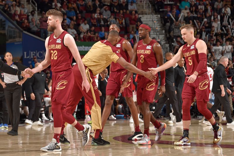 CLEVELAND, OH - JANUARY 9: Cleveland Cavaliers walks off court after the game against the Toronto Raptors on January 9, 2025 at Rocket Mortgage FieldHouse in Cleveland, Ohio. NOTE TO USER: User expressly acknowledges and agrees that, by downloading and/or using this Photograph, user is consenting to the terms and conditions of the Getty Images License Agreement. Mandatory Copyright Notice: Copyright 2025 NBAE (Photo by David Liam Kyle/NBAE via Getty Images)