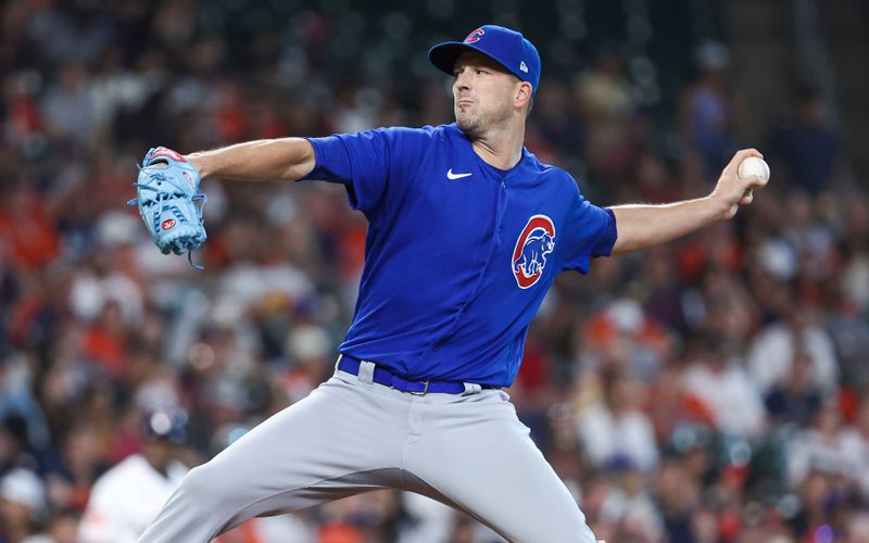 May 17, 2023; Houston, Texas, USA; Chicago Cubs starting pitcher Drew Smyly (11) delivers a pitch during the first inning against the Houston Astros at Minute Maid Park. Mandatory Credit: Troy Taormina-USA TODAY Sports