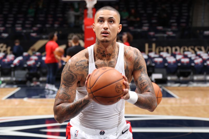 WASHINGTON, DC -? OCTOBER 24: Kyle Kuzma #33 of the Washington Wizards warms up before the game against the Boston Celtics on October 24, 2024 at Capital One Arena in Washington, DC. NOTE TO USER: User expressly acknowledges and agrees that, by downloading and or using this Photograph, user is consenting to the terms and conditions of the Getty Images License Agreement. Mandatory Copyright Notice: Copyright 2024 NBAE (Photo by Stephen Gosling/NBAE via Getty Images)