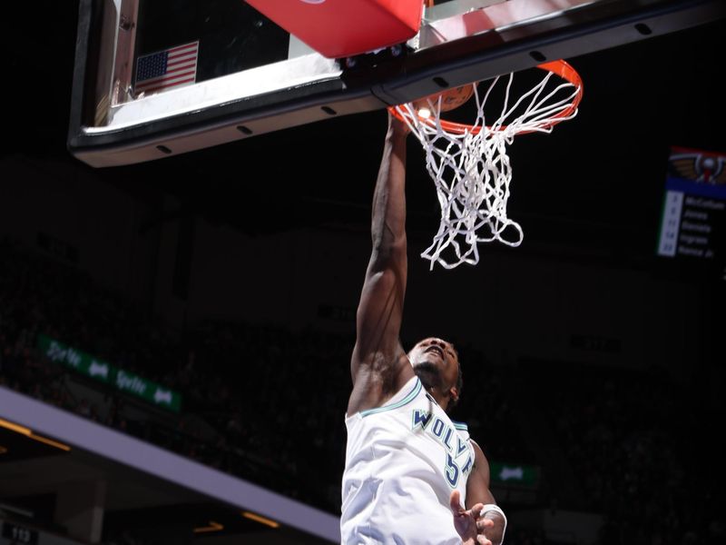 MINNEAPOLIS, MN -  JANUARY 3: Anthony Edwards #5 of the Minnesota Timberwolves drives to the basket during the game against the New Orleans Pelicans on January 3, 2024 at Target Center in Minneapolis, Minnesota. NOTE TO USER: User expressly acknowledges and agrees that, by downloading and or using this Photograph, user is consenting to the terms and conditions of the Getty Images License Agreement. Mandatory Copyright Notice: Copyright 2024 NBAE (Photo by David Sherman/NBAE via Getty Images)