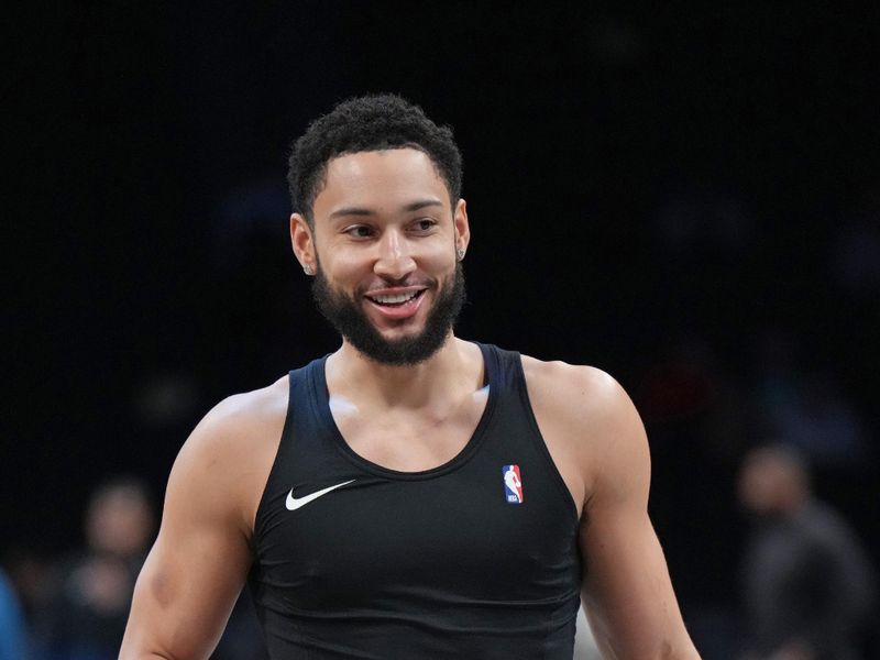 BROOKLYN, NY - FEBRUARY 8: Ben Simmons #10 of the Brooklyn Nets warms up before the game against the Cleveland Cavaliers on February 8, 2024 at Barclays Center in Brooklyn, New York. NOTE TO USER: User expressly acknowledges and agrees that, by downloading and or using this Photograph, user is consenting to the terms and conditions of the Getty Images License Agreement. Mandatory Copyright Notice: Copyright 2024 NBAE (Photo by Jesse D. Garrabrant/NBAE via Getty Images)