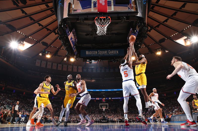 NEW YORK, NY - MAY 19: Isaiah Jackson #22 of the Indiana Pacers drives to the basket during the game  against the New York Knicks during Round 2 Game 7 of the 2024 NBA Playoffs on May 19, 2024 at Madison Square Garden in New York City, New York.  NOTE TO USER: User expressly acknowledges and agrees that, by downloading and or using this photograph, User is consenting to the terms and conditions of the Getty Images License Agreement. Mandatory Copyright Notice: Copyright 2024 NBAE  (Photo by Nathaniel S. Butler/NBAE via Getty Images)