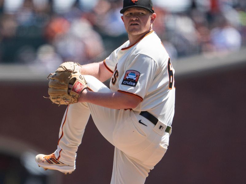 Aug 13, 2023; San Francisco, California, USA; San Francisco Giants starting pitcher Alex Cobb (38) pitches during the first inning against the Texas Rangers at Oracle Park. Mandatory Credit: Stan Szeto-USA TODAY Sports