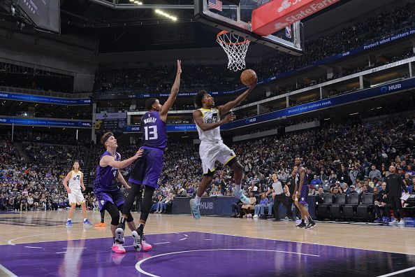 SACRAMENTO, CA - DECEMBER 16: Colin Sexton #2 of the Utah Jazz shoots the ball during the game against the Sacramento Kings on December 16, 2023 at Golden 1 Center in Sacramento, California. NOTE TO USER: User expressly acknowledges and agrees that, by downloading and or using this Photograph, user is consenting to the terms and conditions of the Getty Images License Agreement. Mandatory Copyright Notice: Copyright 2023 NBAE (Photo by Rocky Widner/NBAE via Getty Images)