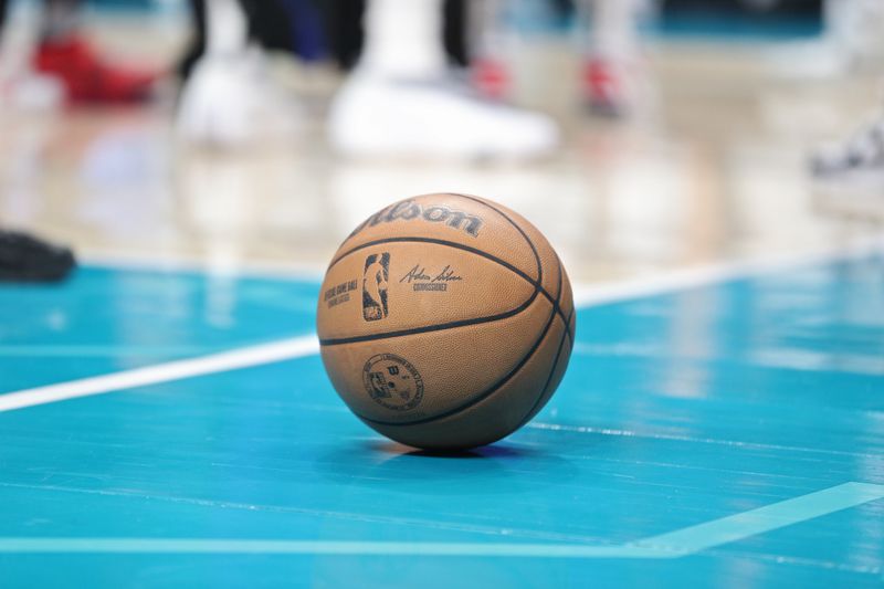 CHARLOTTE, NC - MARCH 31: A generic basketball photo of the Official Wilson basketball during the LA Clippers game against the Charlotte Hornets on March 31, 2024 at Spectrum Center in Charlotte, North Carolina. NOTE TO USER: User expressly acknowledges and agrees that, by downloading and or using this photograph, User is consenting to the terms and conditions of the Getty Images License Agreement.  Mandatory Copyright Notice:  Copyright 2024 NBAE (Photo by Brock Williams-Smith/NBAE via Getty Images)