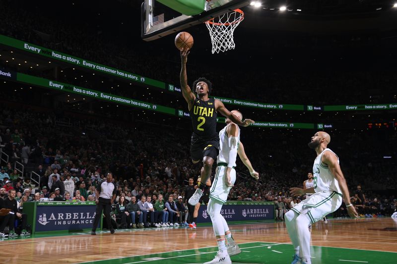 BOSTON, MA - JANUARY 5: Colin Sexton #2 of the Utah Jazz shoots the ball during the game against the Boston Celtics on January 5, 2024 at the TD Garden in Boston, Massachusetts. NOTE TO USER: User expressly acknowledges and agrees that, by downloading and or using this photograph, User is consenting to the terms and conditions of the Getty Images License Agreement. Mandatory Copyright Notice: Copyright 2024 NBAE  (Photo by Brian Babineau/NBAE via Getty Images)